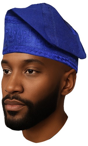 Berretto blu africano aso oke - berretto,